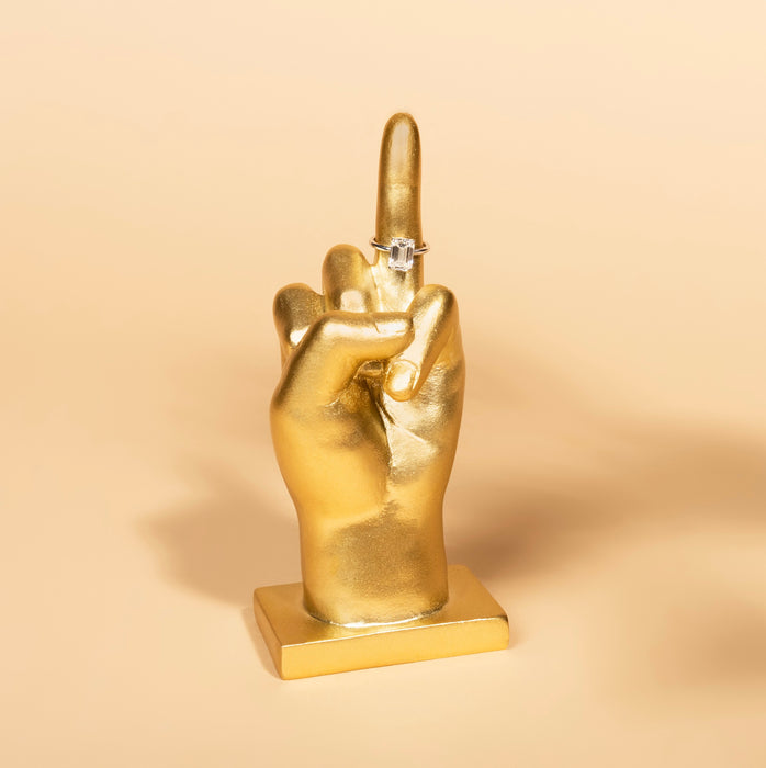 Polyresin Gold Hand Ring Holder for Jewelry, Engagement Wedding Ring