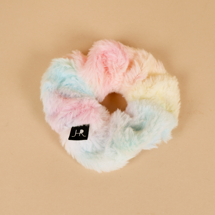 Bachelorette Bridal Bridesmaid Gift Proposal Accessory for Women | Fuzzy Rainbow Hair Tie Scrunchie