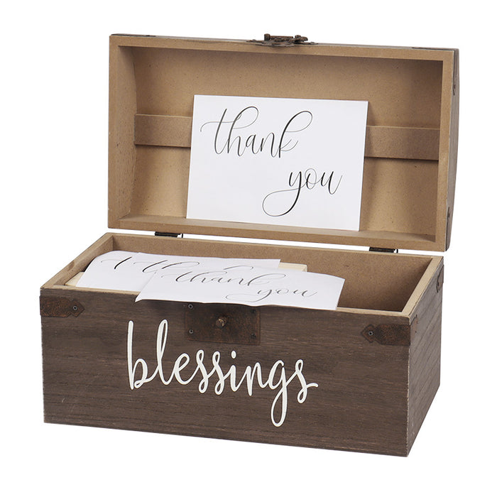 "Blessing" Card and Gift Fund Antique Brown Wood Box Chest