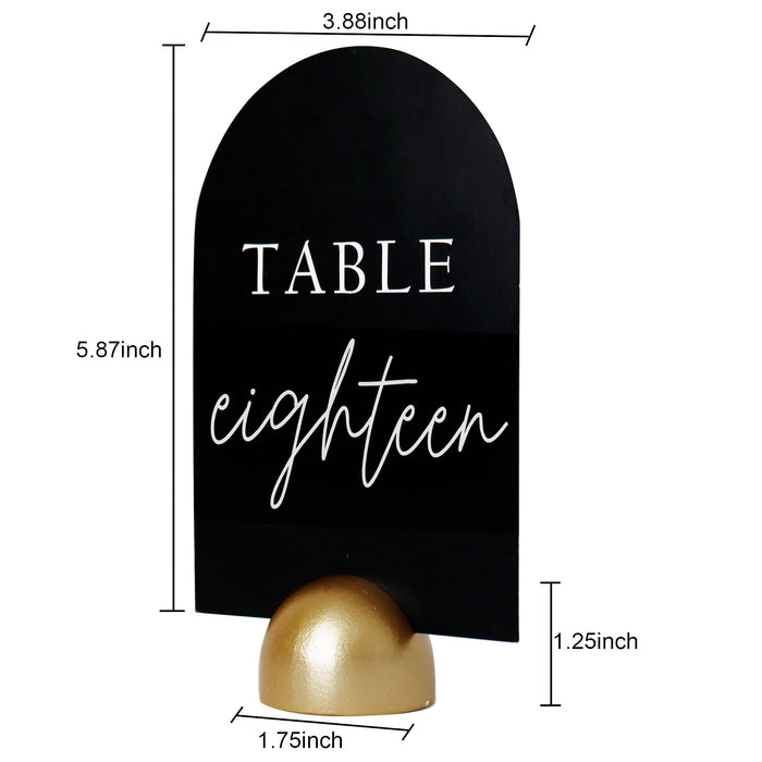 Modern Cursive Table Number Black Card Stock Half Circle Signs (Set of 10)