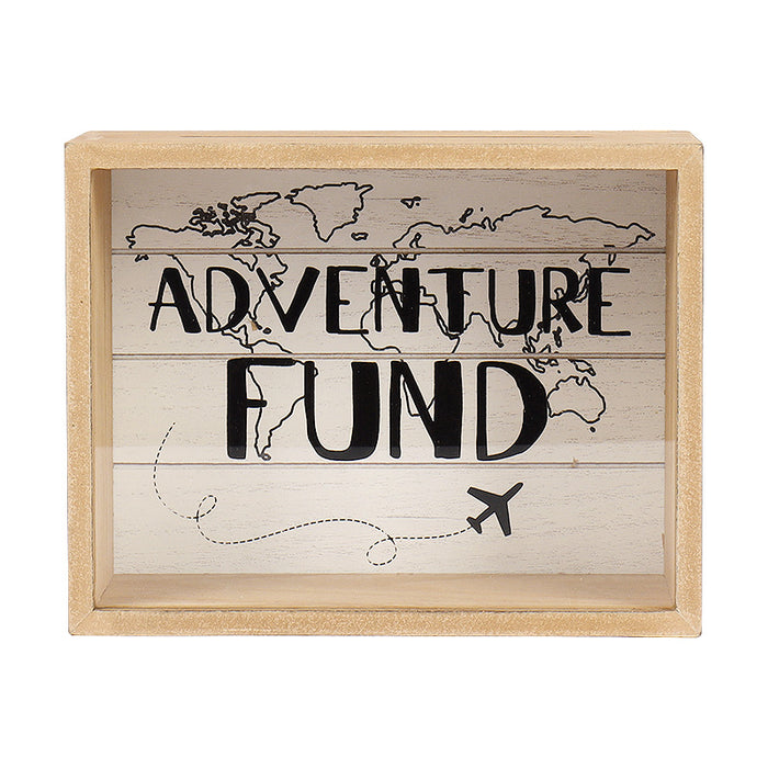 Adventure Fund and Card Wood Box with World Map