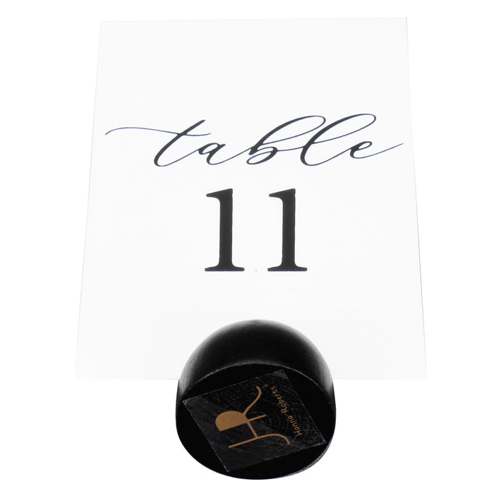 Modern Cursive Table Number Card Stock Signs with Black Round (Set of 10 - 1-10 , 11-20)
