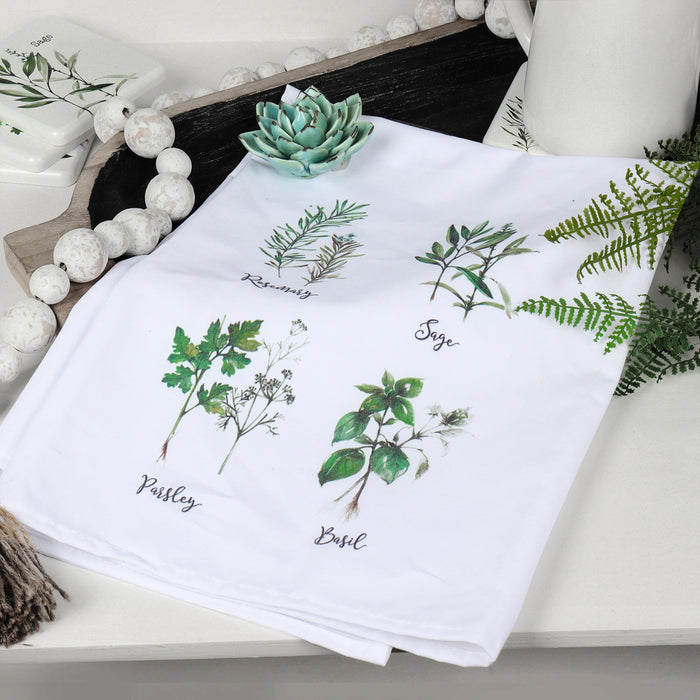 Herb Plant Collection - Kitchen Towel - Basil, Rosemary, Parsley, Sage