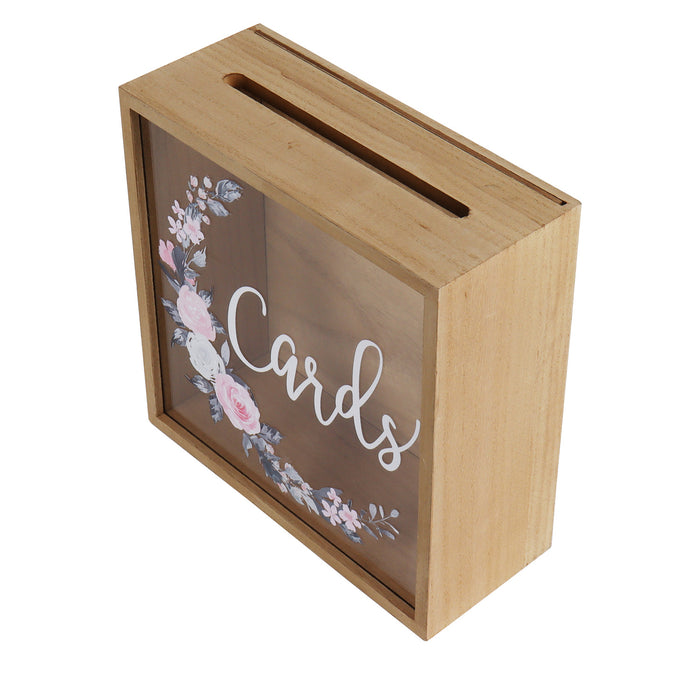 Rustic "Card" Wood Box with Mixed Floral Garland Design