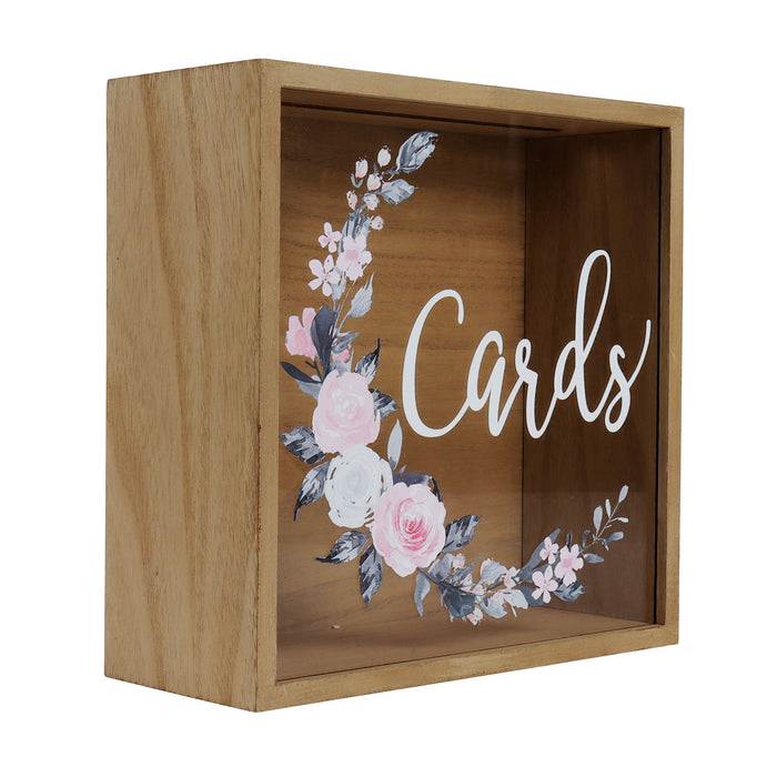 Rustic "Card" Wood Box with Mixed Floral Garland Design