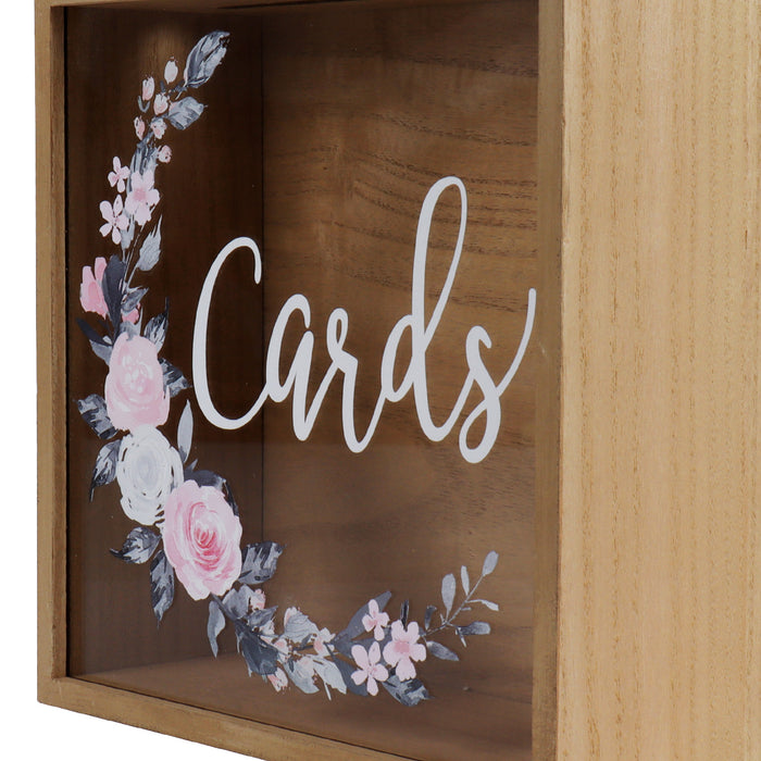 Rustic "Card" Wood Box with Mixed Floral Garland Design
