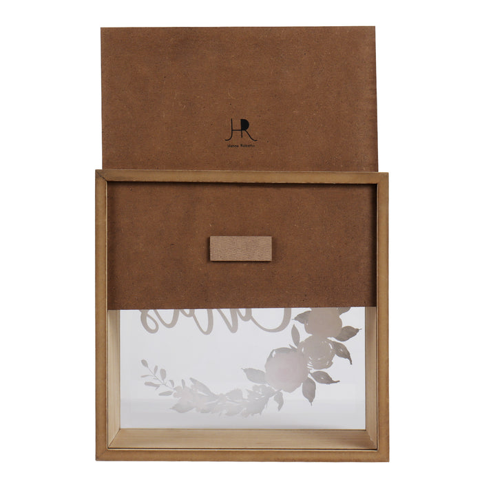 Rustic "Card" Wood Box with Mixed Floral Garland Design