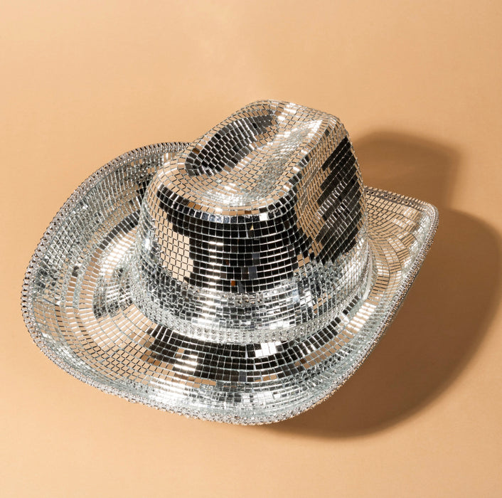 Party Disco Ball Cowboy Hat Sparkling Bling Mirror Party Hat