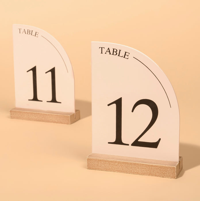 Minimal Pink Wood Table Number Signs with Wooden Base (Set of 10- 1-10 , 11-20)