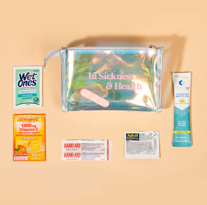 Holographic Bachelorette Hangover Kit Bag & Convenient First Aid or Makeup Organizer