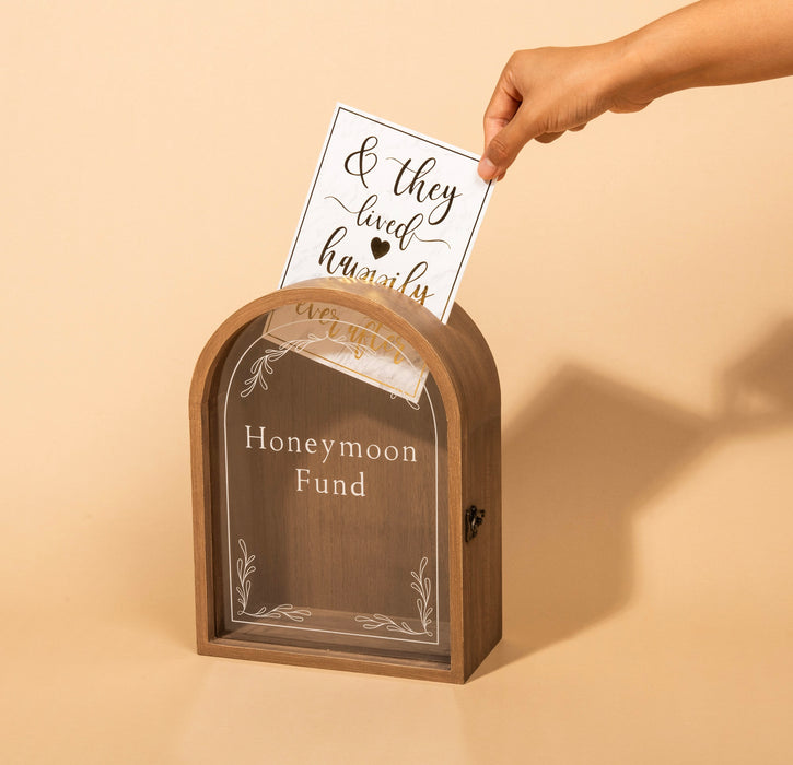 Rustic House Shaped Honey Moon Fund Box with Door