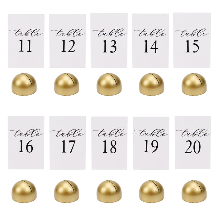 Modern Cursive Table Number Card Stock Signs with Round Gold Stand (Set of 10 - 1-10 , 11-20, 21-30)