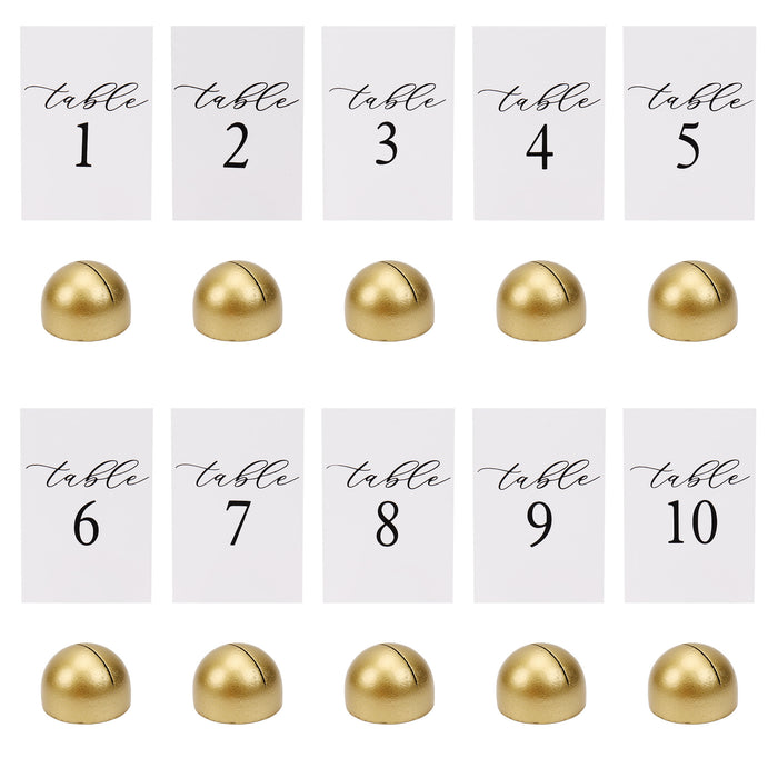 Modern Cursive Table Number Card Stock Signs with Round Gold Stand (Set of 10 - 1-10 , 11-20, 21-30)