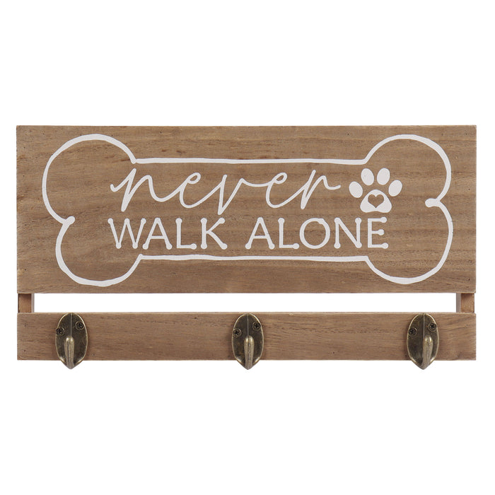 Never Walk Alone Decorative Key Holder & Dog Leash Hooks