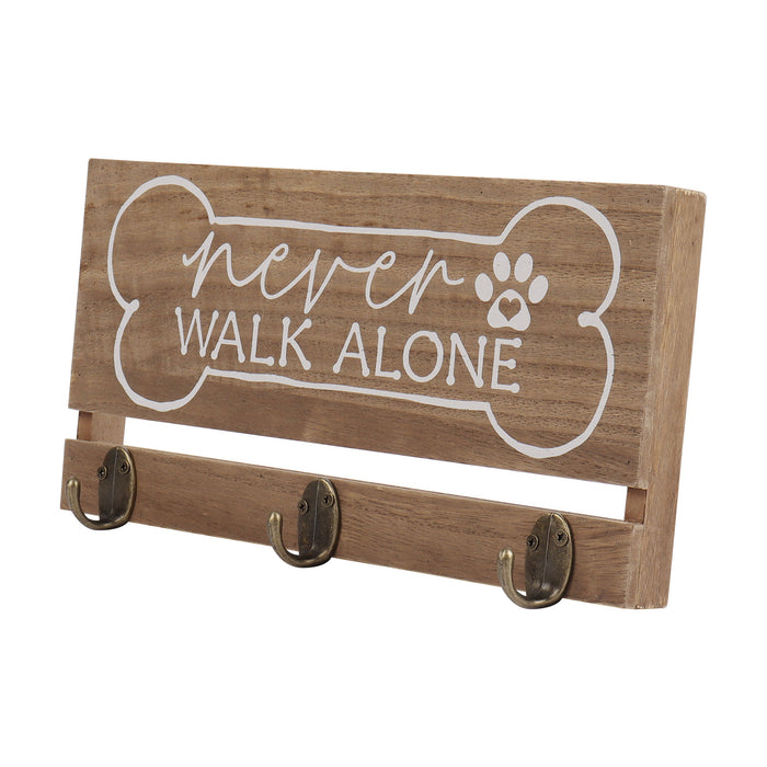 Never Walk Alone Decorative Key Holder & Dog Leash Hooks