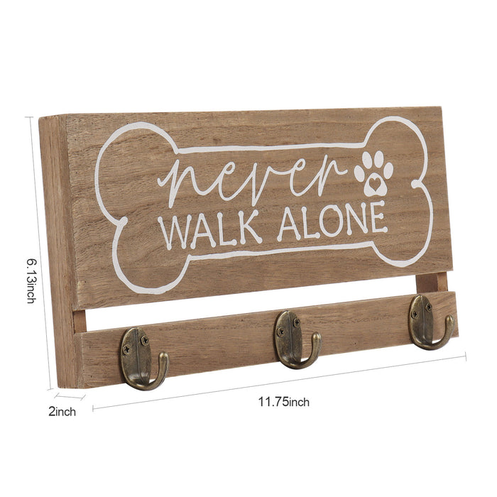 Never Walk Alone Decorative Key Holder & Dog Leash Hooks