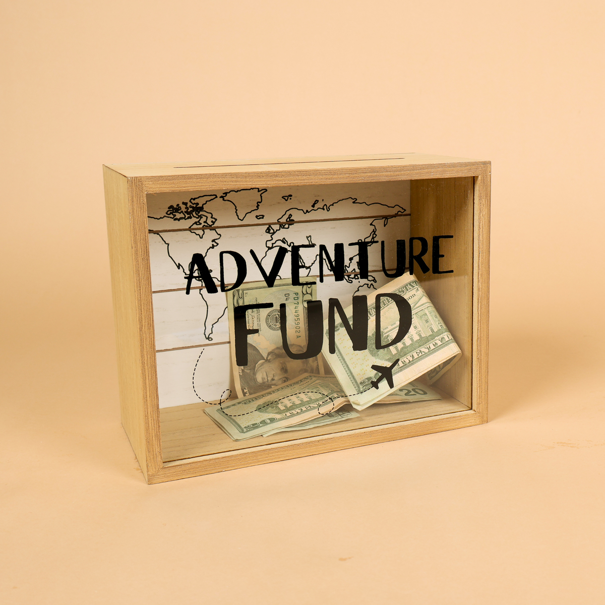 Adventure Fund and Card Wood Box with World Map — Hanna Roberts