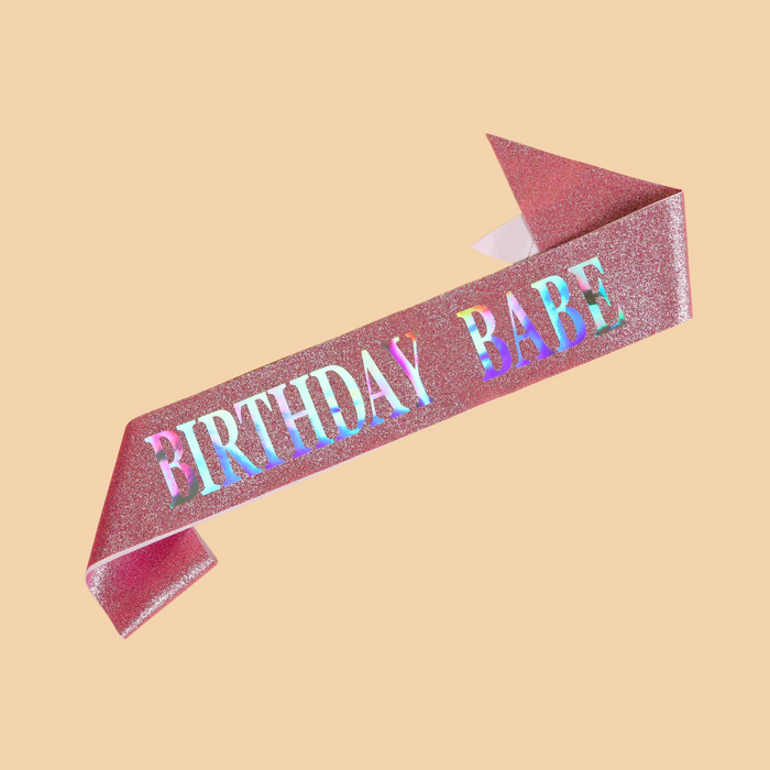 Birthday Babe Sash - Glitter Hot Pink