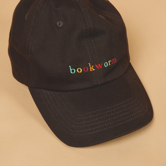 Baseball Hat with Adjustable Strap | Book Worm Cap | Washed Black