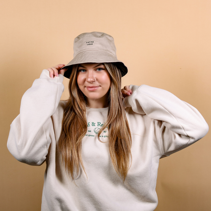 Reversible Black Tan Bucket Hat | Caffeinated But Dead Inside | Ghost with Coffee Cup