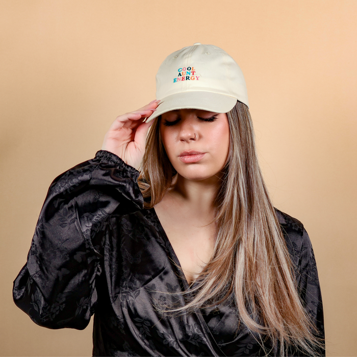 Baseball Hat with Adjustable Strap | Cool Aunt Energy Cap | Beige