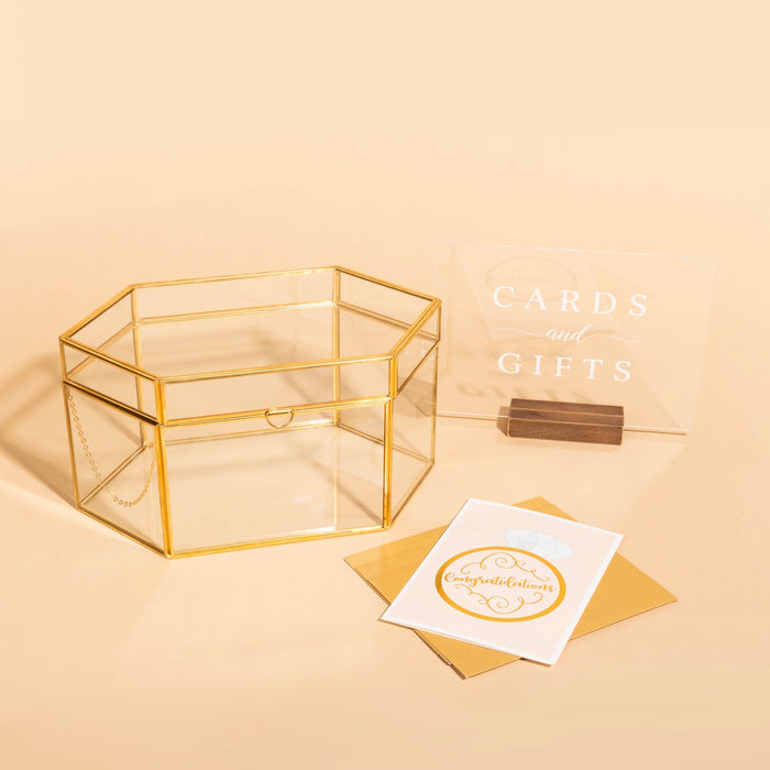 Glass Card and Gift Holder - Gold