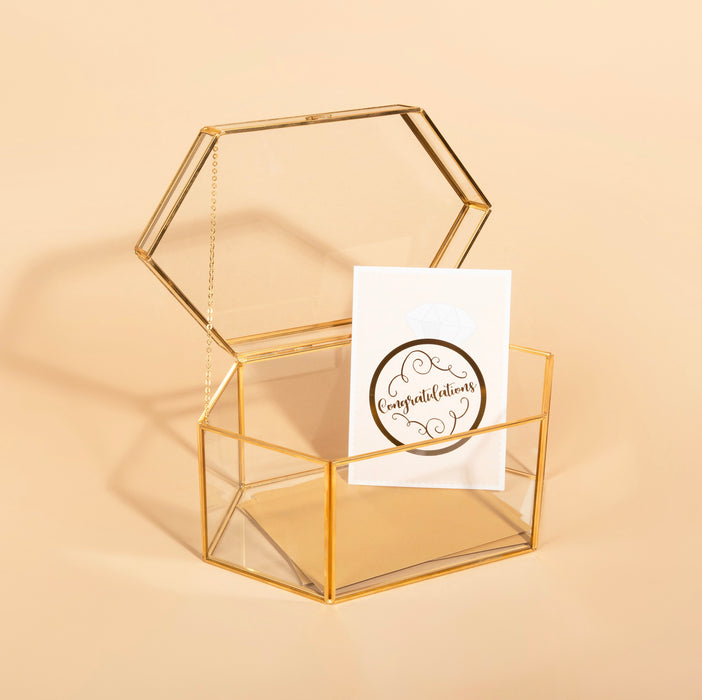 Glass Card and Gift Holder - Gold