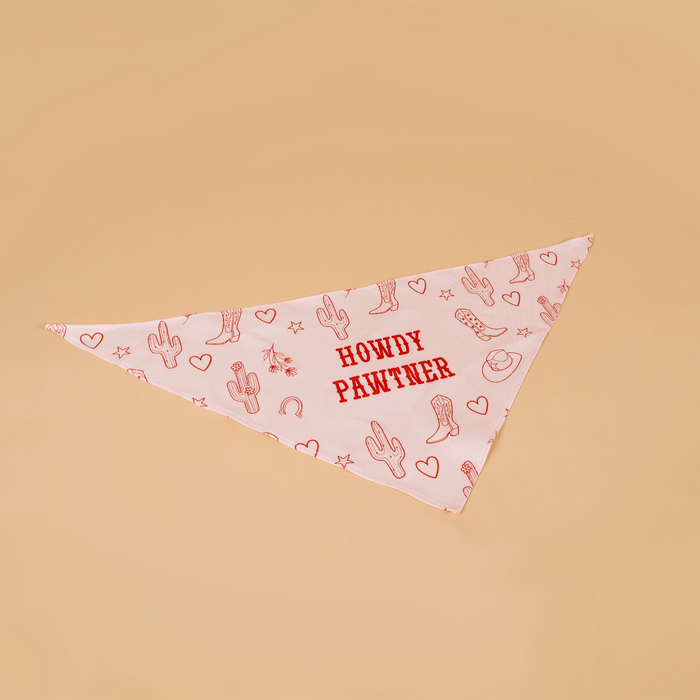 Dog Bandana Scarf "Howdy Pawtner" Print