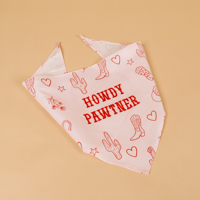 Dog Bandana Scarf "Howdy Pawtner" Print