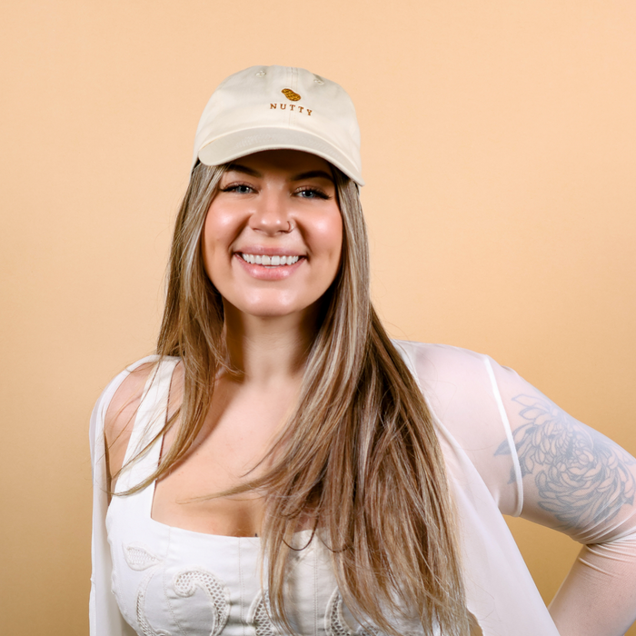 Baseball Hat with Adjustable Strap | Lil Nutty Peanut Cap | Beige