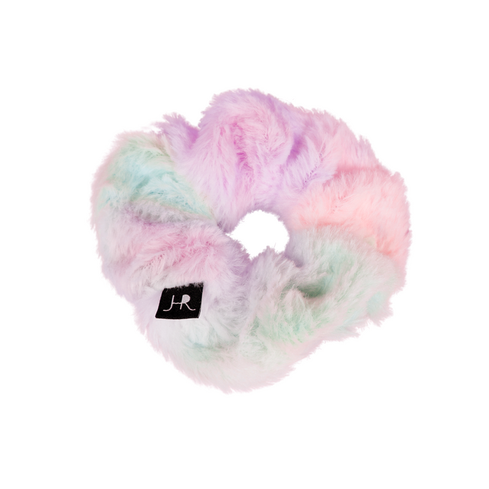 Bachelorette Bridal Bridesmaid Gift Proposal Accessory for Women | Fuzzy Rainbow Hair Tie Scrunchie