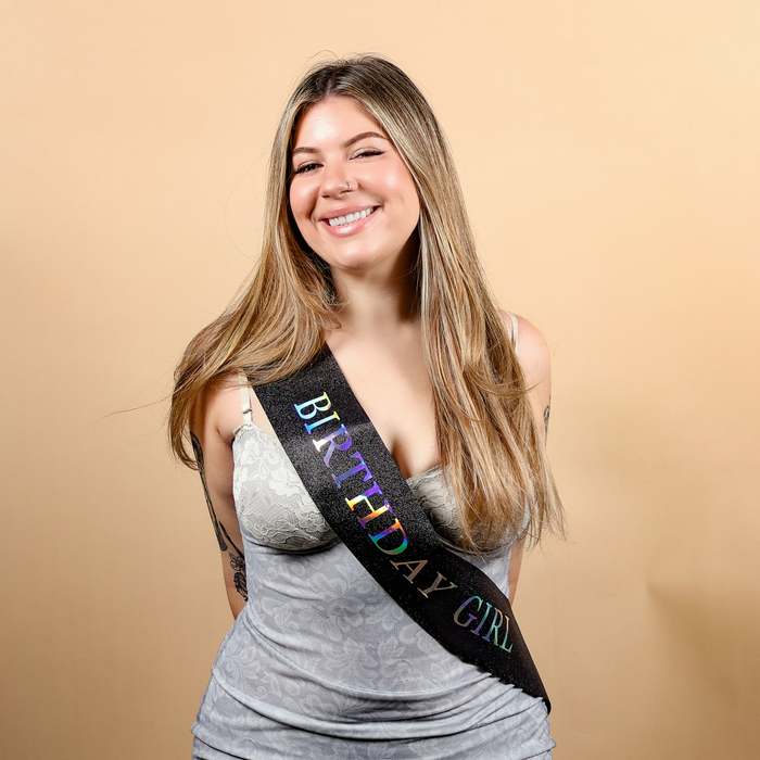 Birthday Girl Sash - Glitter Black