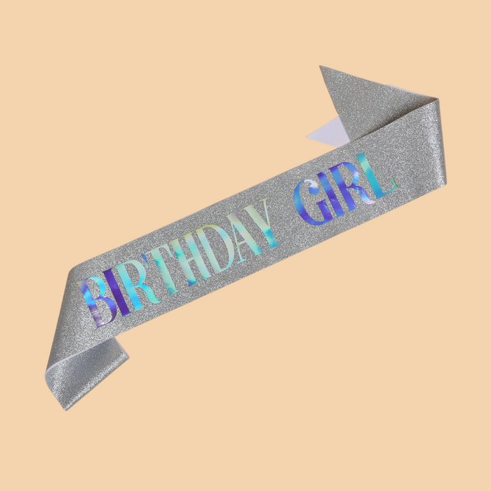 Birthday Girl Sash - Glitter Silver