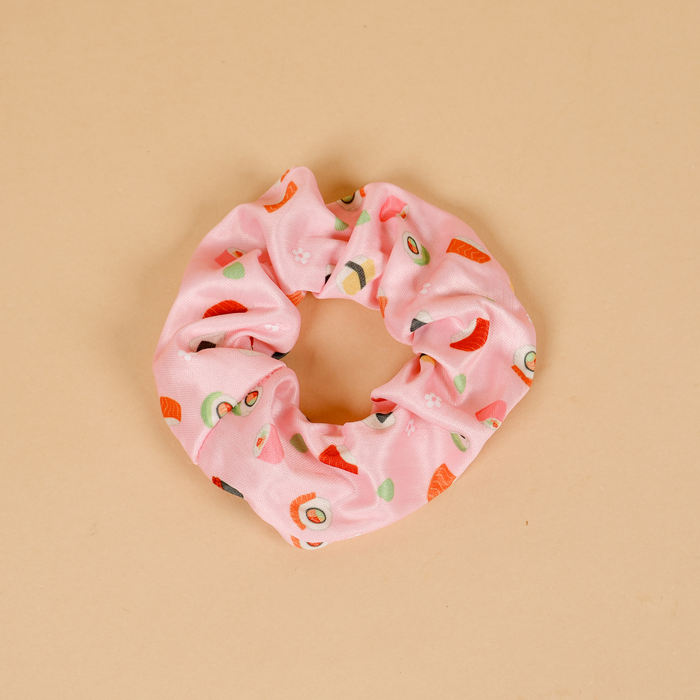 Sushi Sashimi California Salmon Roll Patterned Hair Tie Scrunchie for Women