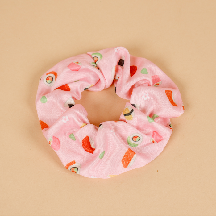 Sushi Sashimi California Salmon Roll Patterned Hair Tie Scrunchie for Women