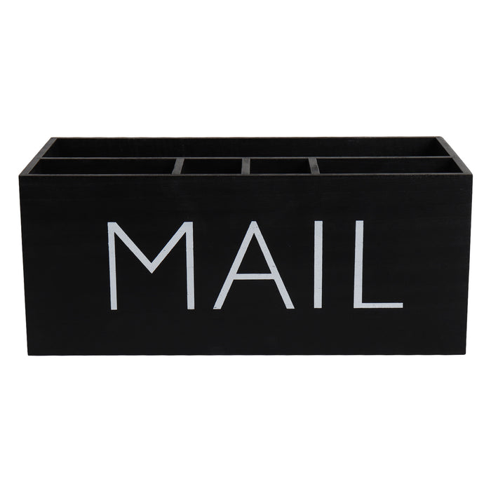 Multi-Function Compartment Wooden Mail and Pen Holder, Storage Box