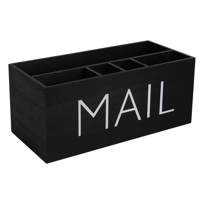 Multi-Function Compartment Wooden Mail and Pen Holder, Storage Box