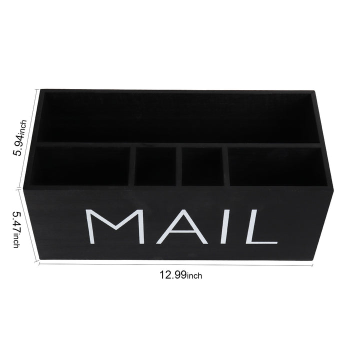 Multi-Function Compartment Wooden Mail and Pen Holder, Storage Box