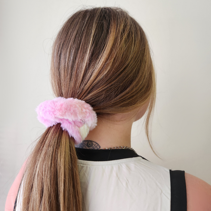 Bachelorette Bridal Bridesmaid Gift Proposal Accessory for Women | Fuzzy Bubble Gum Hair Tie Scrunchie