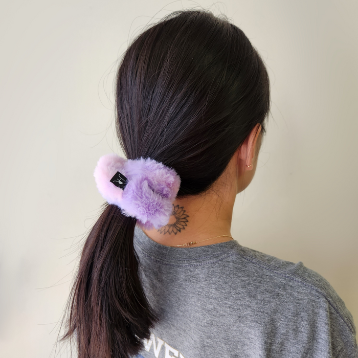 Bachelorette Bridal Bridesmaid Gift Proposal Accessory for Women | Fuzzy Lilac Cloud Hair Tie Scrunchie