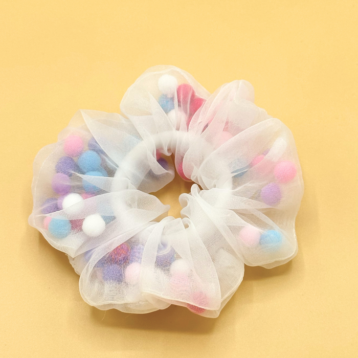 Pom Pom Bubble Gum Scrunchie