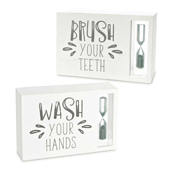 Reversible Bathroom "Brush Your Teeth Wash Your Hands" Kids Hourglass Sand Timer