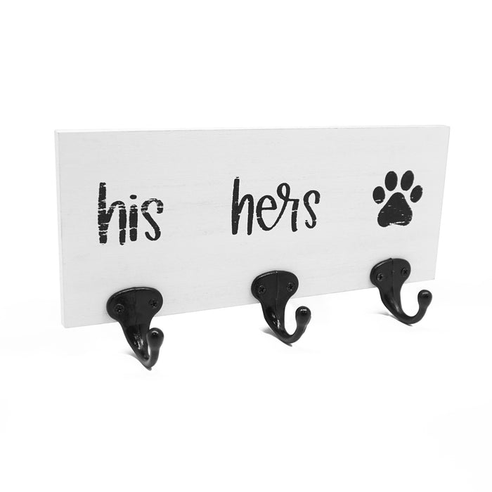 His Hers Paw Decorative Key Holder & Dog Leash Hook