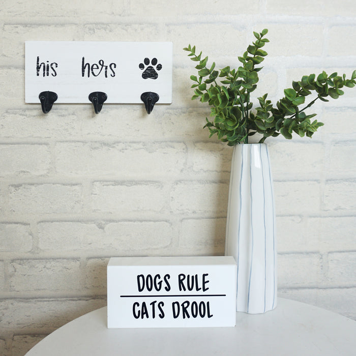 His Hers Paw Decorative Key Holder & Dog Leash Hook