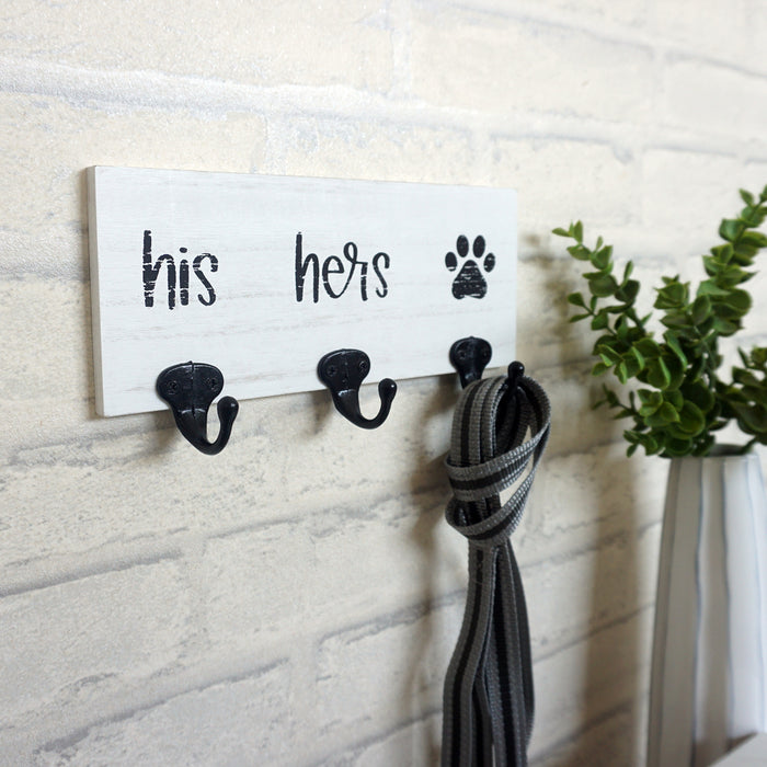 His Hers Paw Decorative Key Holder & Dog Leash Hook