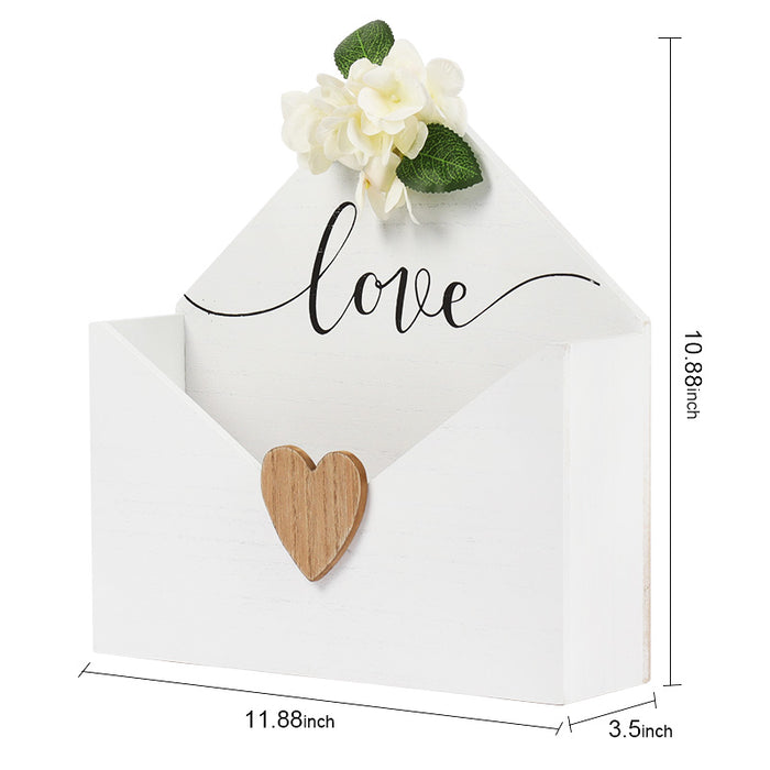 "Love" Card and Gift Fund Wood Box with White Floral and Heart Design