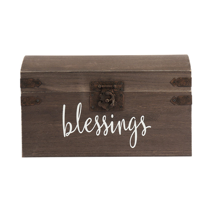 "Blessing" Card and Gift Fund Antique Brown Wood Box Chest