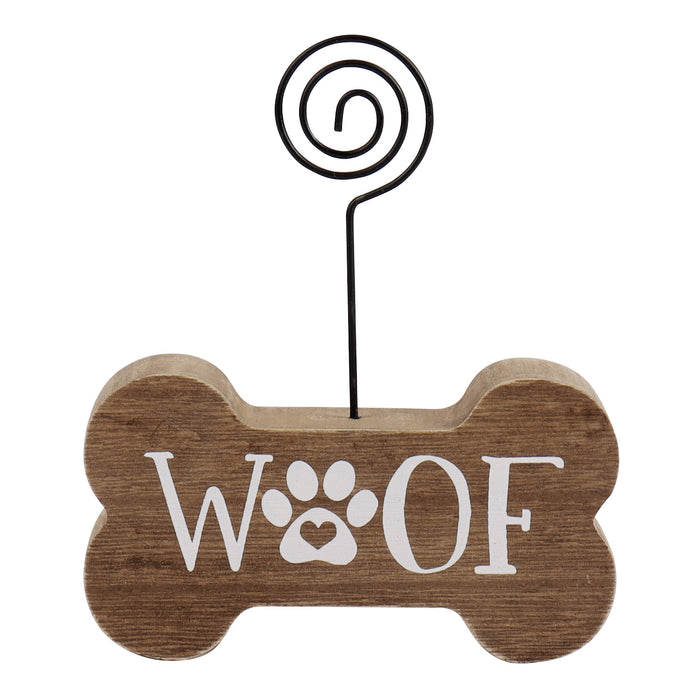 Dog Picture Holder, Woof with Paw Print, 4” x 4.5”