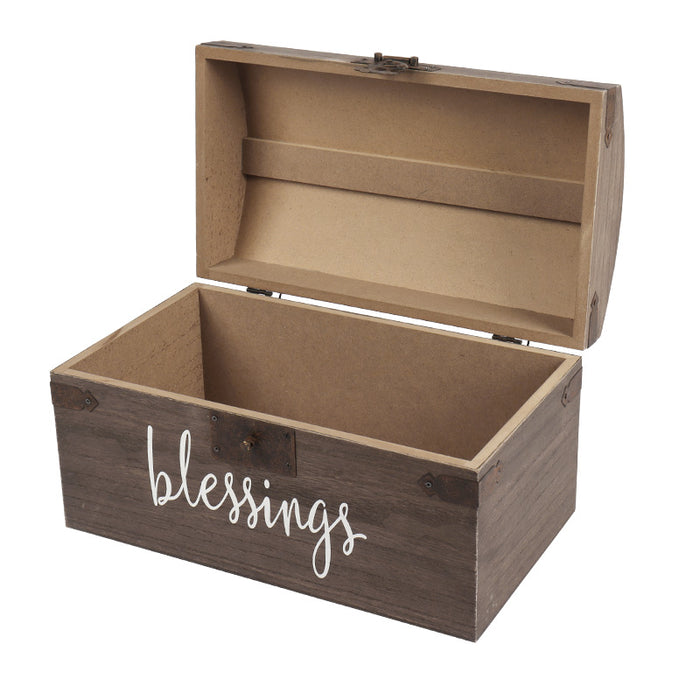 "Blessing" Card and Gift Fund Antique Brown Wood Box Chest