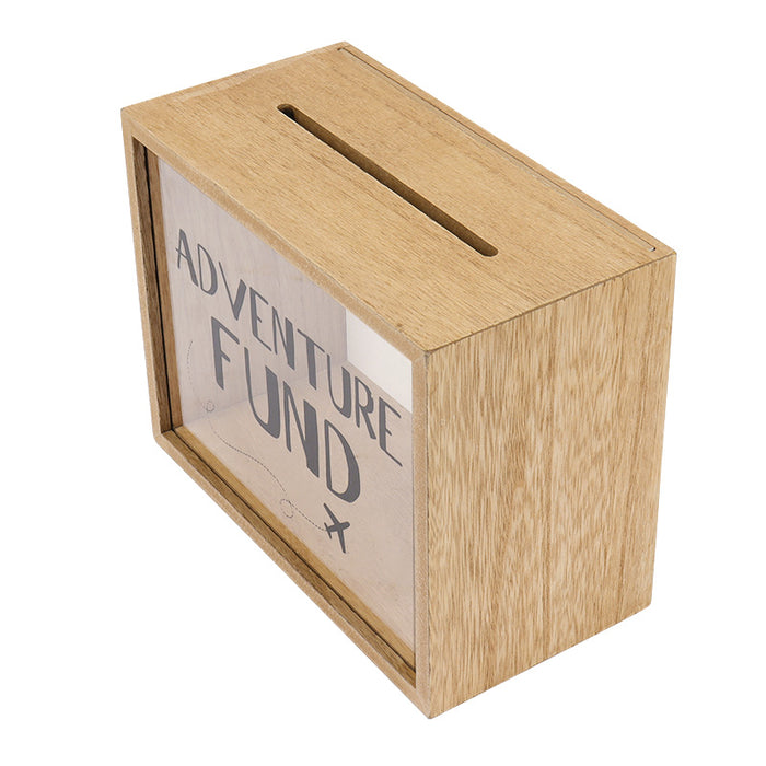 Adventure Fund and Card Wood Box with World Map